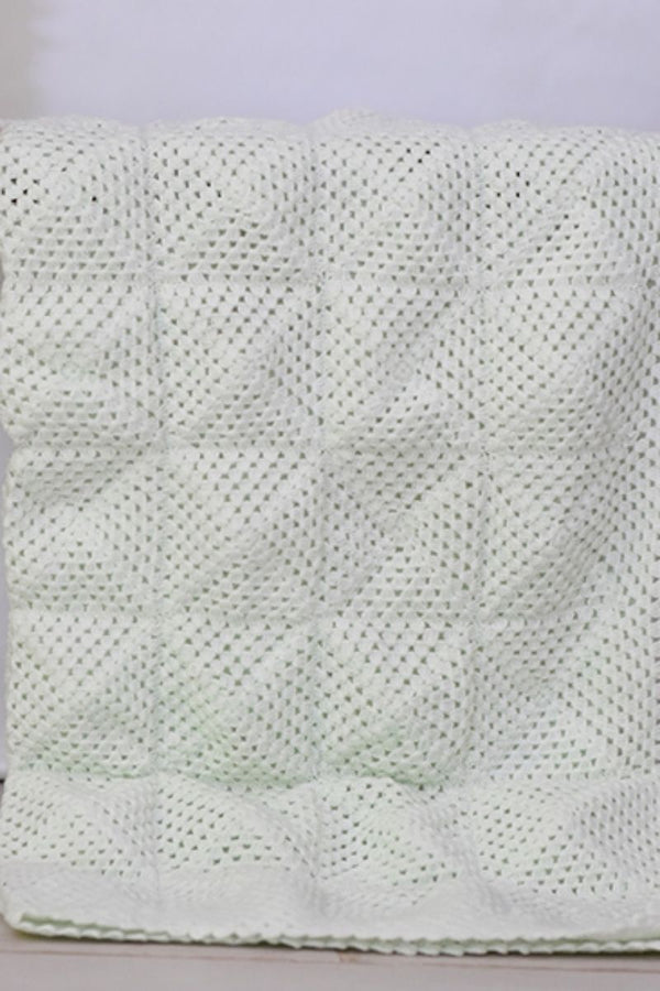 Knitted Baby Blanket - White Square