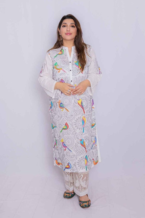 Birds Embroidered Kurta