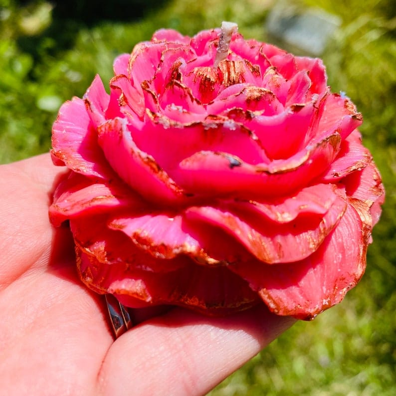 Peony Scented Flower Decorative Candles ( 4 PC ) , Rose Scented, Self Love Pink Gift, Home Décor, Blooming Candles