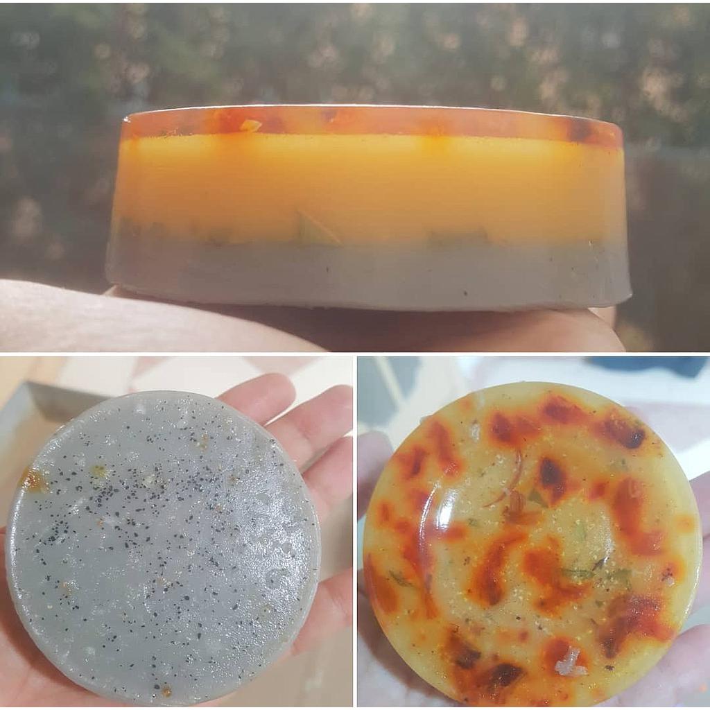 Handmade Orange & Charcoal Twin Organic Soap with Scrub.