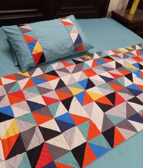 Patchwork Bed Sheet with Cushion Covers