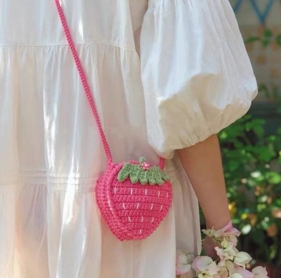 Strawberry Crochet Shoulder Bag