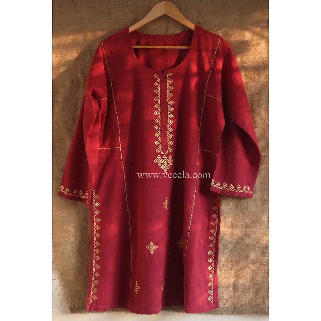 Purple hand embroidered Kurta