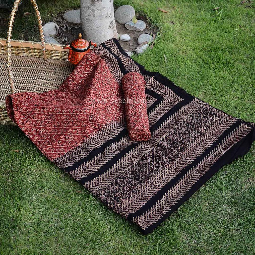 Gold work Ajrak - 2 Piece Suit