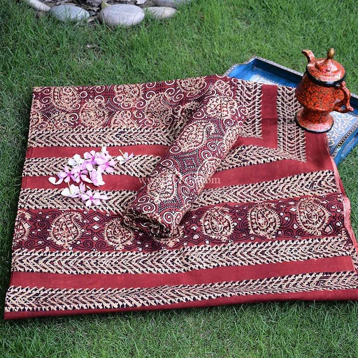 [PK0013-CF-AJK-009135] Gold work Ajrak - 2 Piece Suit