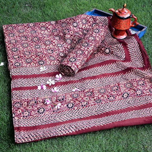 [PK0013-CF-AJK-009137] Gold work Ajrak - 2 Piece Suit  