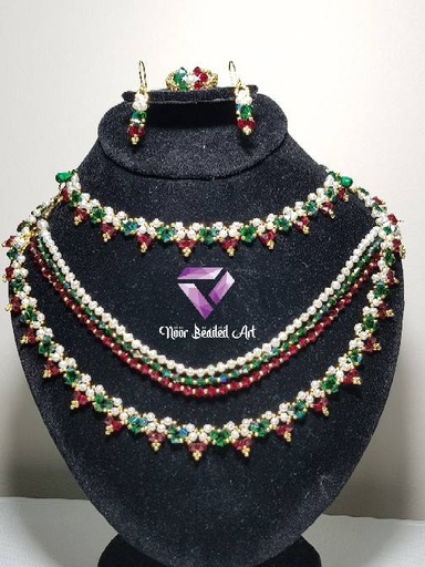 [PK4592-GN-GEN-014028] Braided pearls and Swarovski set