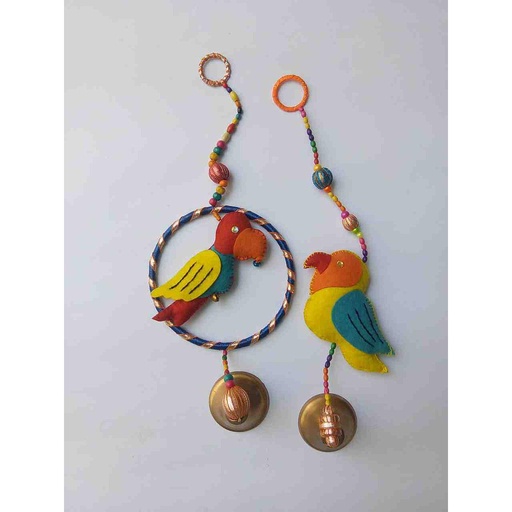 [PK3486-BG-HAN-016147] Pair of Parrots Wall Hanging