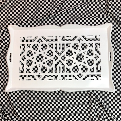 [PK0549-HM-TRY-016430] White Jaali Tray
