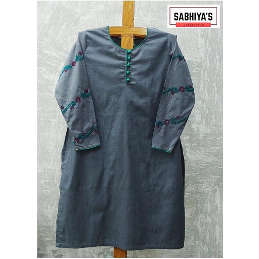 [PK5859-CW-PRT-016748] Grey Embroidered Shirt