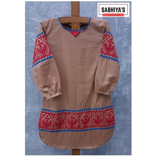 [PK5859-CW-PRT-016759] Sepia Applique Shirt