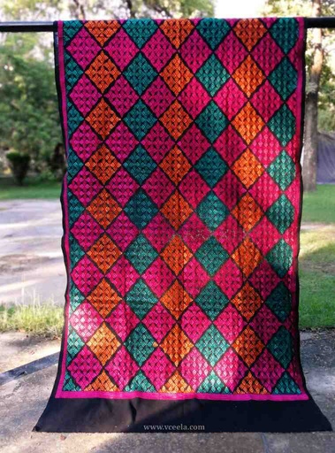 [PK3037-CW-SCF-016894] Embroidered Phulkari Shawl