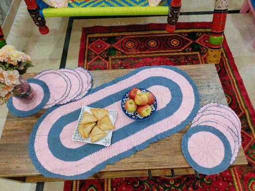 [PK5951-HM-KMA-017058] Crochet Table Runner Set