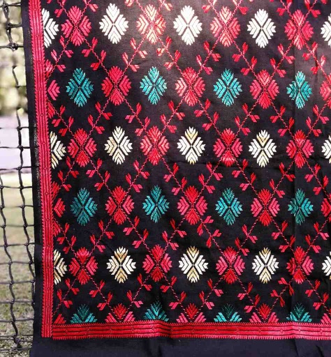 [PK3037-CW-SCF-017140] Embroidered Phulkari Shawl     