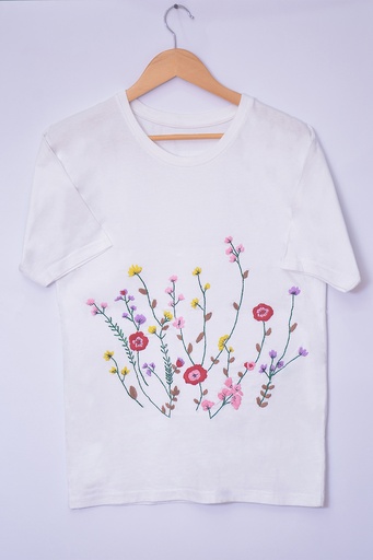 Floral Branches Hand Embroidery T-Shirt