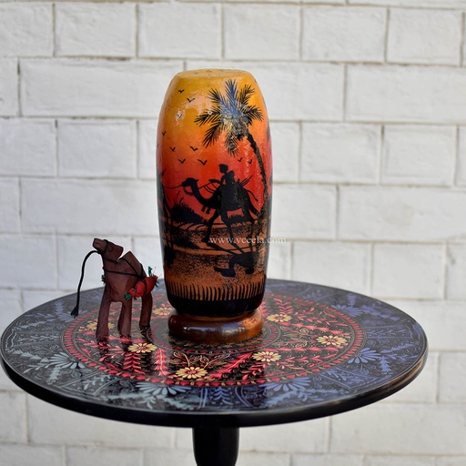 [PK1918-HM-LMP-19469] Hand Painted Camel Skin Lamp