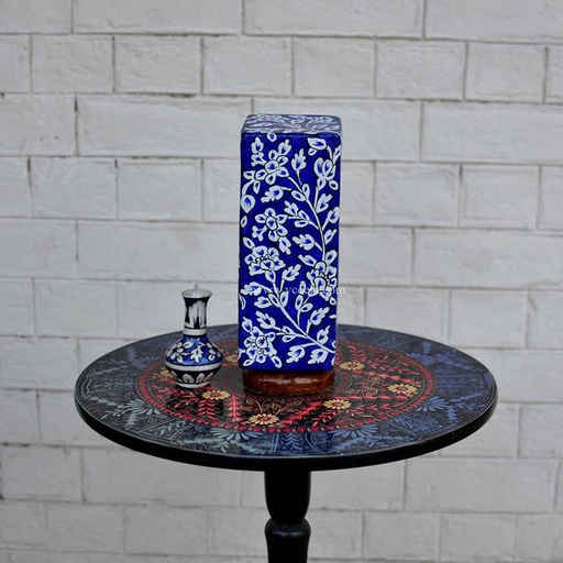 [PK1918-HM-LMP-19486] Hand Painted Blue Camel Skin Lamp