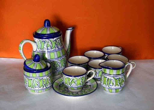 [PK0363-HM-TBW-022389] Blue Pottery Tea Set