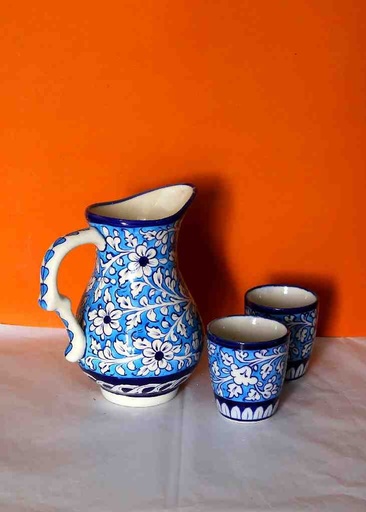 [PK0363-HM-TBW-022395] Blue Pottery Water Set
