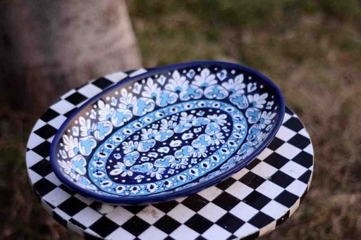 [PK4699-CF-BPO-024746] Blue Pottery Fruit Dish
