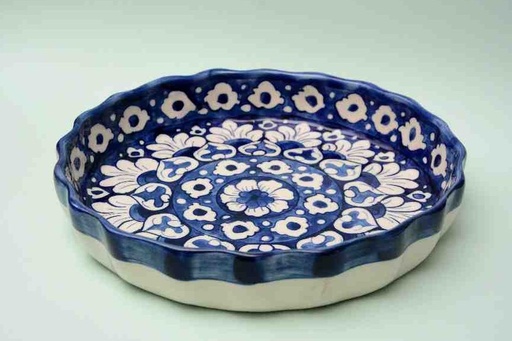 [PK0023-CF-BPO-025591] Blue Pottery Apple Dish