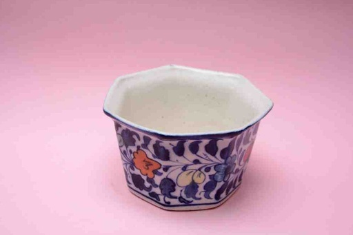 [PK0023-HM-PLN-025797] Blue Pottery Hexagon Planter