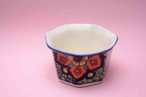 [PK0023-HM-PLN-025799] Blue Pottery Hexagon Planter