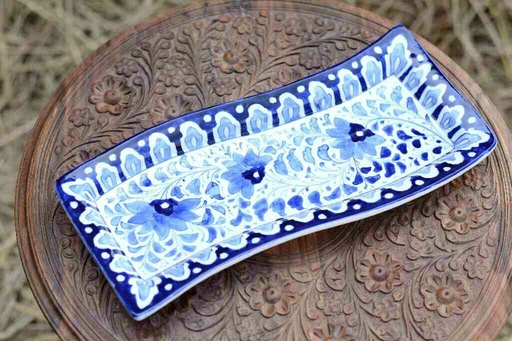 [PK0363-HM-TRY-025979] Blue Pottery kabab Dish