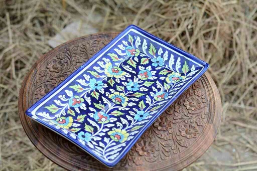[PK0363-HM-TRY-026002] Blue Pottery Rectangular Dish