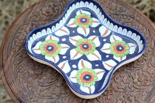 [PK0363-HM-TRY-026009] Blue Pottery Star Shape Serving Dish
