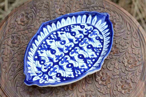 [PK0363-HM-TRY-026019] Blue Pottery Triangular Dish