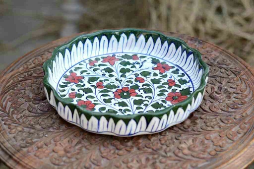 [PK0363-HM-TRY-026023] Blue Pottery Apple Dish