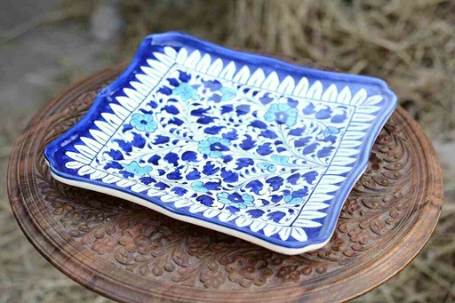 [PK0363-HM-TRY-026032] Blue Pottery Medium Dish