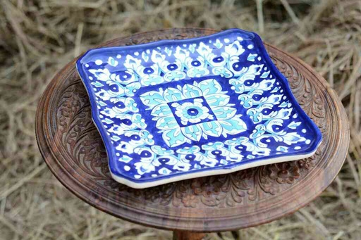 [PK0363-HM-TRY-026033] Blue Pottery Medium Dish