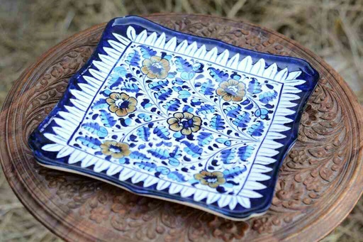 [PK0363-HM-TRY-026034] Blue Pottery Medium Dish