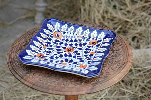 [PK0363-HM-TRY-026035] Blue Pottery Medium Dish