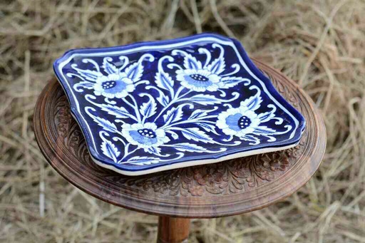 [PK0363-HM-TRY-026037] Blue Pottery Large Dish