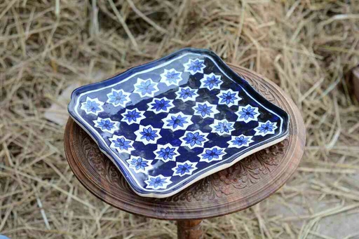 [PK0363-HM-TRY-026038] Blue Pottery Large Dish