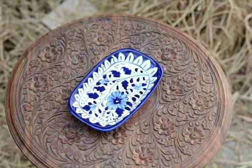 [PK0363-CF-BPO-026045] Blue Pottery Dry Fruit Dish