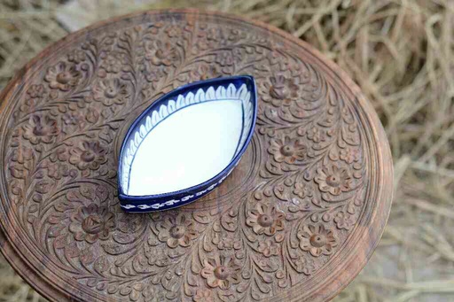 [PK0363-CF-BPO-026065] Blue Pottery Oval Shape Serving Dish