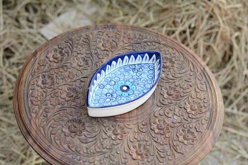 [PK0363-CF-BPO-026067] Blue Pottery Oval Shape Serving Dish