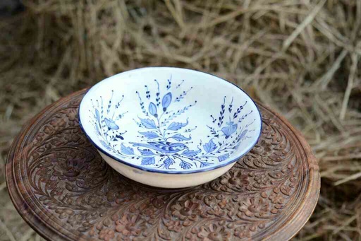 [PK0363-CF-BPO-026101] Blue Pottery Deep Soup Bowl