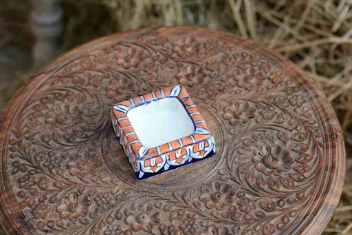 [PK0363-CF-BPO-026324] Blue Pottery Square Shaped Ashtray