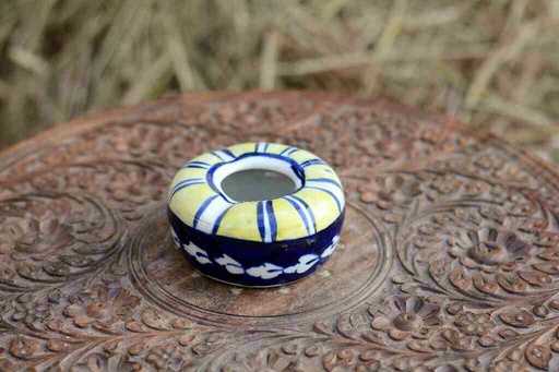 [PK0363-CF-BPO-026340] Blue Pottery Round Shaped Ashtray