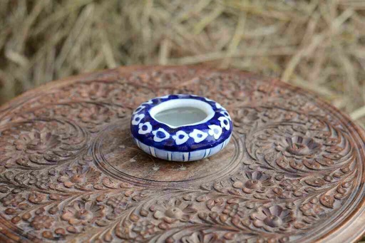 [PK0363-CF-BPO-026343] Blue Pottery Round Shaped Ashtray