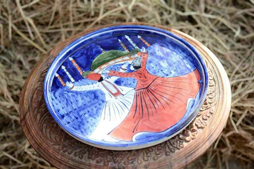 [PK0363-HM-TRY-026363] Blue Pottery Pizza Tray