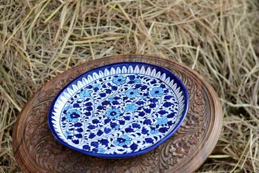 [PK0363-HM-TRY-026380] Blue Pottery Pizza Tray
