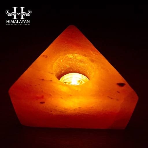 [PK8146-HM-DCR-029184] Triangle Shape Candle Holder Himalayan Rock Salt
