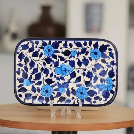 [PK9650-HM-TRY-029843] Blue Pottery Bread Dish (BC-II)