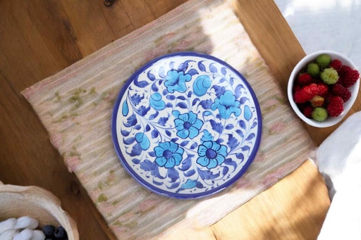 [PK9650-HM-BKT-030009] Blue Pottery Quarter Plate